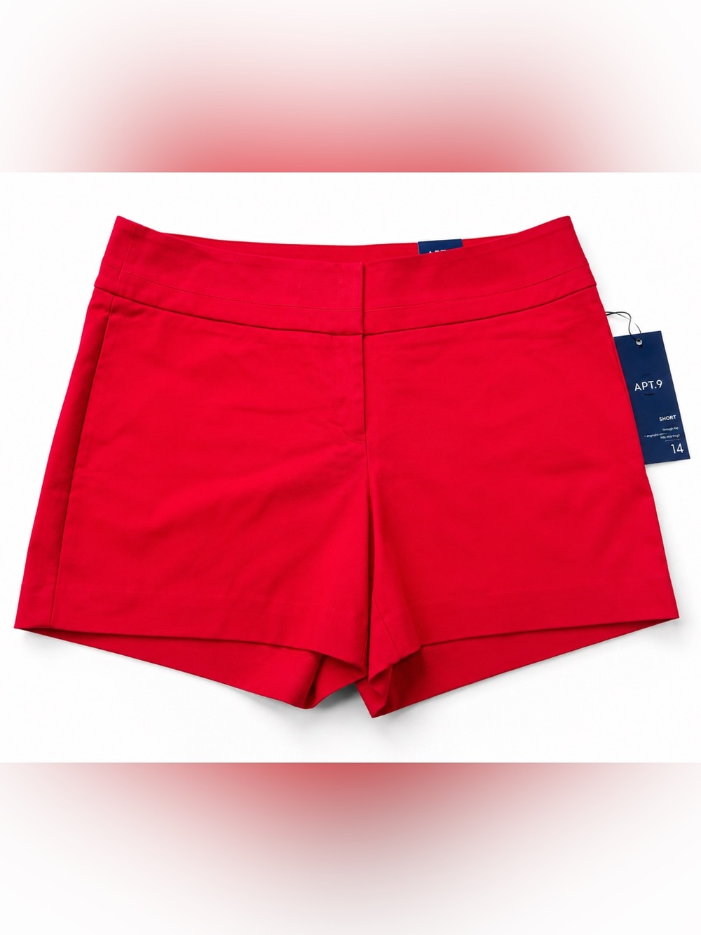 NWT Apt 9 Red Mid Rise Shorts Size 14 Stretch Tailored Summer Career